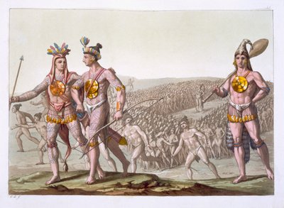 Chief Outina, Enemy of Saturiba, Walks Among his Followers, plate 58 from Le Costume Ancien et Moderne by Jules Ferrario by Gallo Gallina